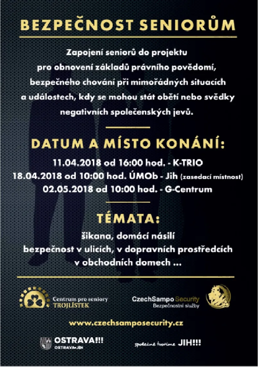Začínají přednášky na téma bezpečnost seniorů