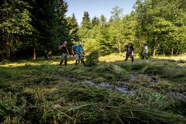 Dobrovolníci pomohli uklidit cenný mokřad v Beskydech