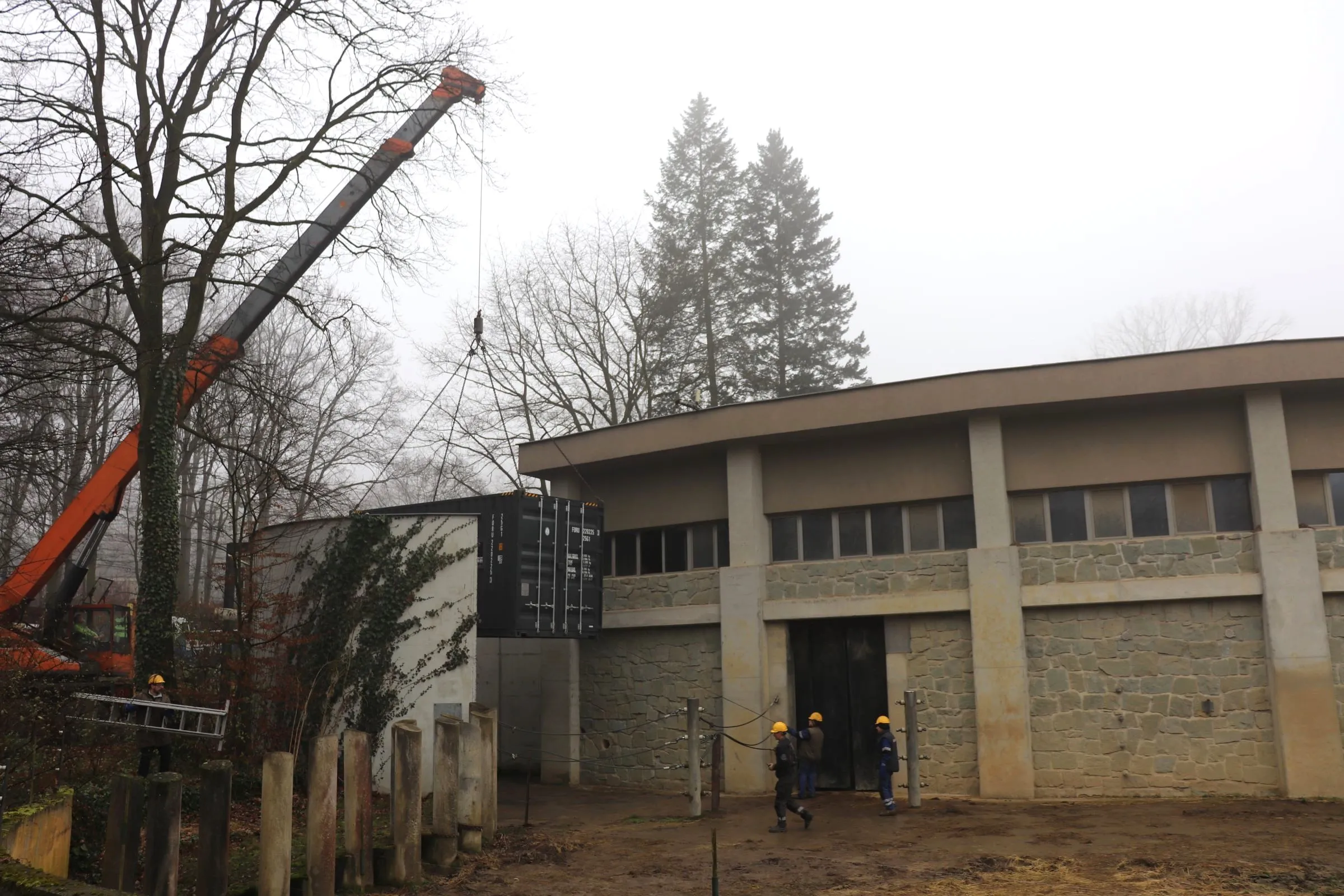 Do výběhu slonů v Zoo Ostrava byl umístěn speciální kontejner. Pomůže s tréninkem mladého samce na transport.